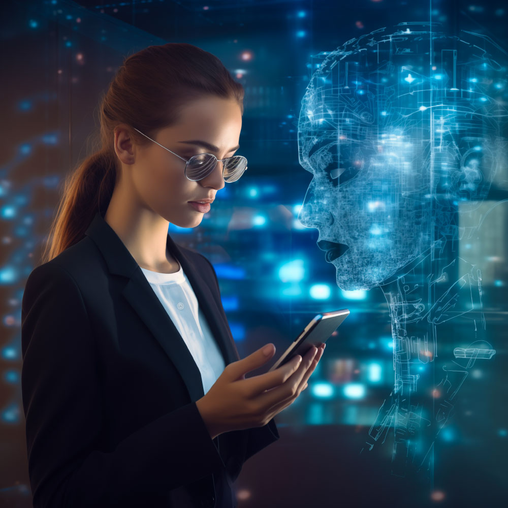 AI language processing system translating speech and text in multiple languages.